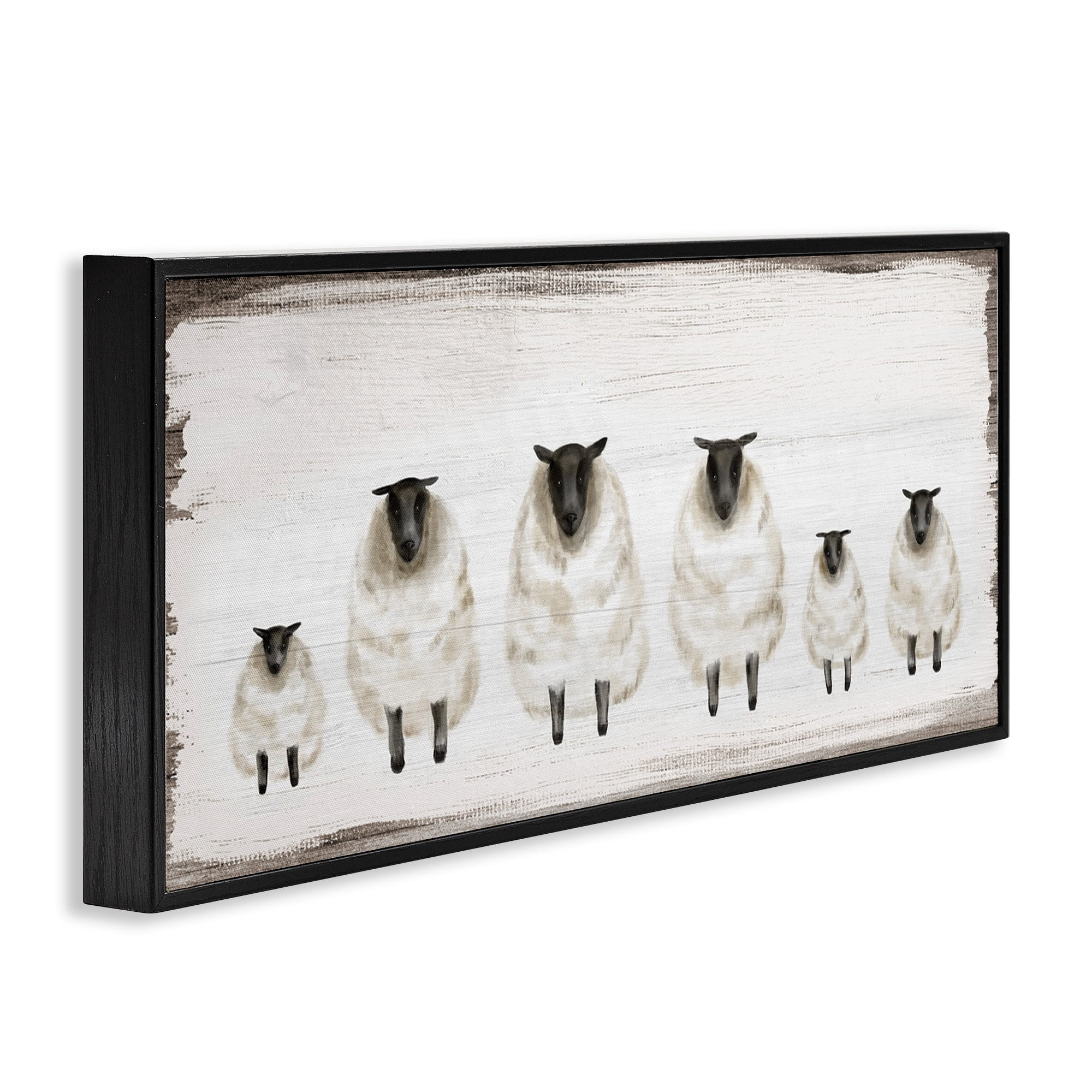 Stupell Industries Fluffy Farm Sheep Herd Rustic Country Animals, 13 x 30,Design by Daphne Polselli