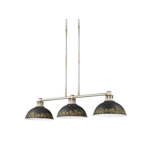 Golden Lighting Kinsley 3-light Island Light in Antique Black Iron shade