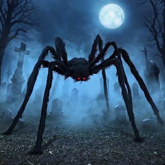 Ayieyill  Spider Halloween Decorations Outdoor, 5FT Scary Giant Spider for Halloween Yard Decorations, Haunted House Props, 1pc