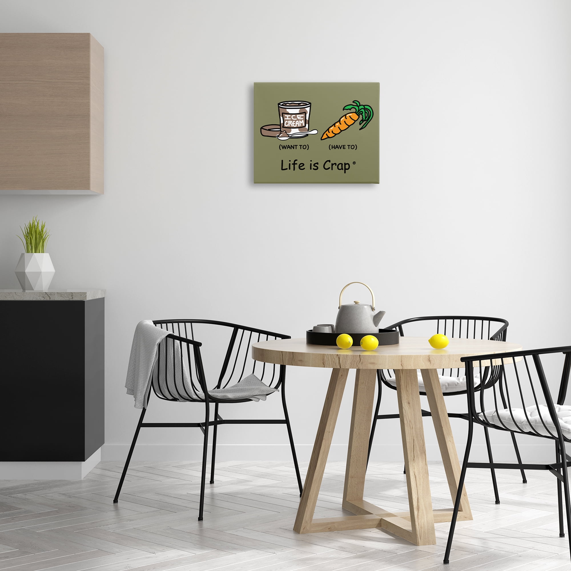 Stupell Industries Funny Diet Comparison Novelty & Humor Painting Wrapped Canvas Art Print Wall Art, 20 x 16