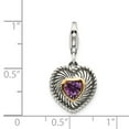 thumbnail image 3 of 14K Two-Tone Gold Charm Pendant Gemstone Yellow Amethyst Heart Purple 33 mm 13, 3 of 3