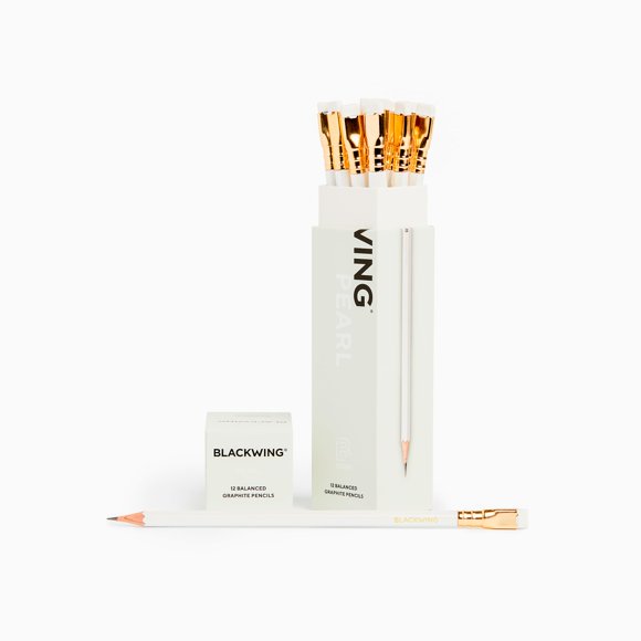 Blackwing Crayons à Perles - 12 Unités, Encens-Cèdre, Graphite Japonais de Qualité Supérieure, Blanc Nacré, Plomb Équilibré, Idéal pour le Journal et Wr