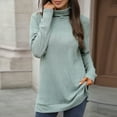 thumbnail image 4 of Qulqfy Womens Long Sleeve Tops Dressy Casual Turtleneck Knitting Cotton Green Blouses Fall Tunic Shirts for Women, 4 of 7