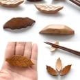 thumbnail image 3 of 6 Pack Natural Wooden Leaf Shape Chopstick Rest Spoon Fork Knife Holder Dinner Table Decor, 3 of 5