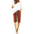 thumbnail image 2 of OIUUAK Shorts for Women Knee Length Plus Size Summer Casual Beach Elastic Waist Comfy Trendy Long Cotton And Linen Shorts for Women, Cargo Shorts Women, Womens Cargo Shorts, Cargo Shorts for Women, 2 of 2