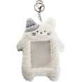 thumbnail image 1 of HUGFEGWE Cute Plush Photocard Holder with Keychain, Cartoon Bear Rabbit Cat Photo Sleeve Cartoon Plush Photo Sleeve Protective Case(white) CJB91-61902, 1 of 8