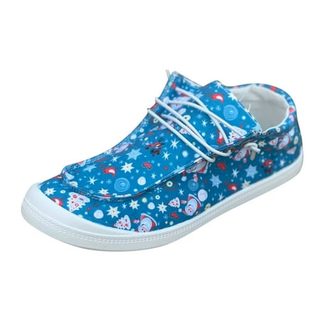 

Mackneog Autumn And Winter Women Casual Shoes Round Toe Flat Bottom Non Slip Comfortable Slip On Christmas Print Gift on Clearance