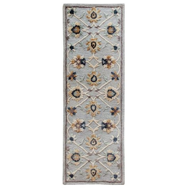 LR Resources BROSE21710GRY2369 Traditional Floral Filigree Rectangle Runner Rug