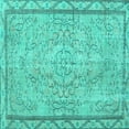 thumbnail image 1 of Ahgly Company Machine Washable Indoor Square Persian Turquoise Blue Traditional Area Rugs, 4' Square, 1 of 4