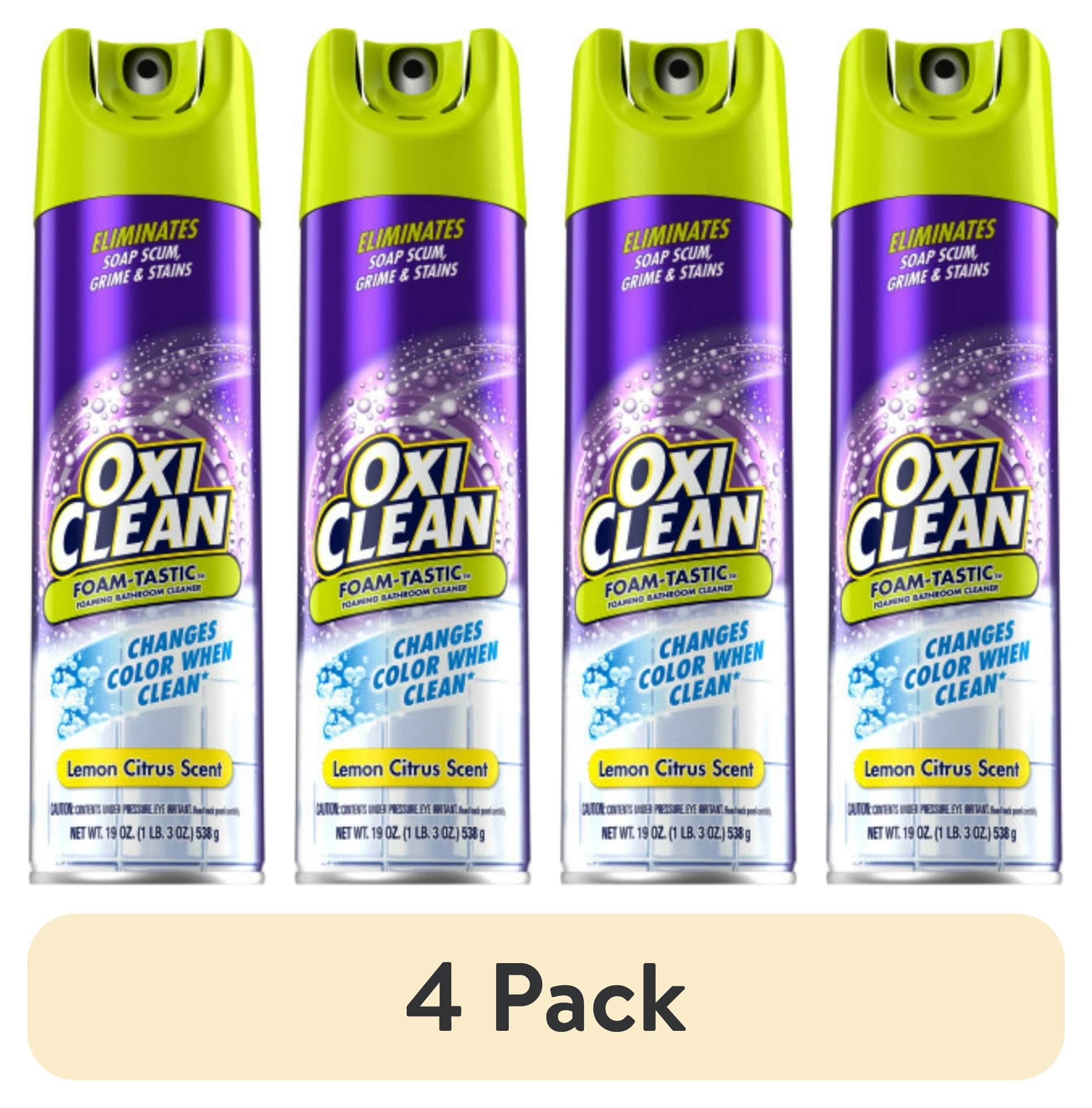 (4 pack) OxiClean Foam-Tastic™ Foaming Bathroom Cleaner (Formerly "KABOOM"), Citrus Scent, 19 oz Spray Can, Eliminates Soap Scum, Grime and Stains - Pack of 1