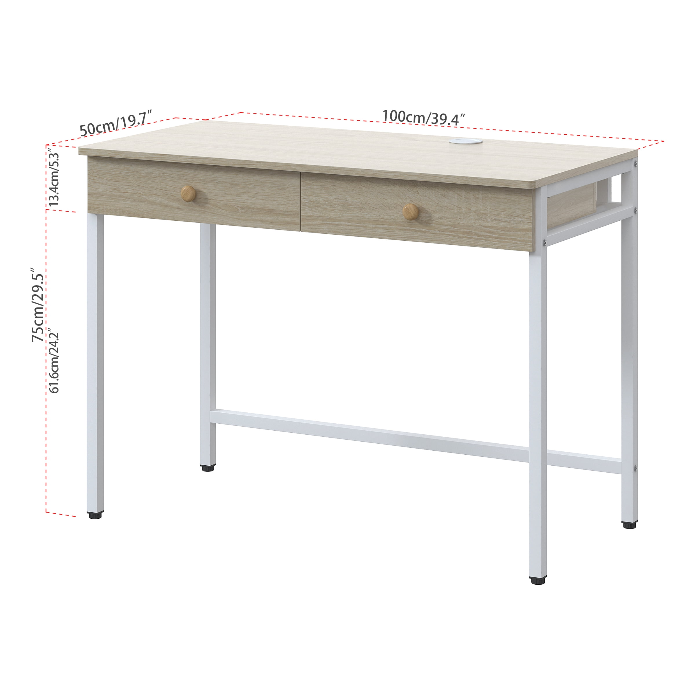 Yoneston 40 Inch Small Computer Desk with 2 Drawers, Vanity Desk with Storage for Bedroom, Home Office Working Table for Bedroom & Small Spaces, Beige