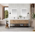 thumbnail image 3 of Vinnova Alistair 72" White Stone Top Oak Double Vanity Black Frame w/o Mirror, 3 of 16