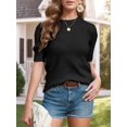 thumbnail image 2 of Weardear Womens Summer Short Sleeve Knit Tops Puff Solid Color Pullover Sweater Casual Crew Neck Blouses Tops, 2 of 6