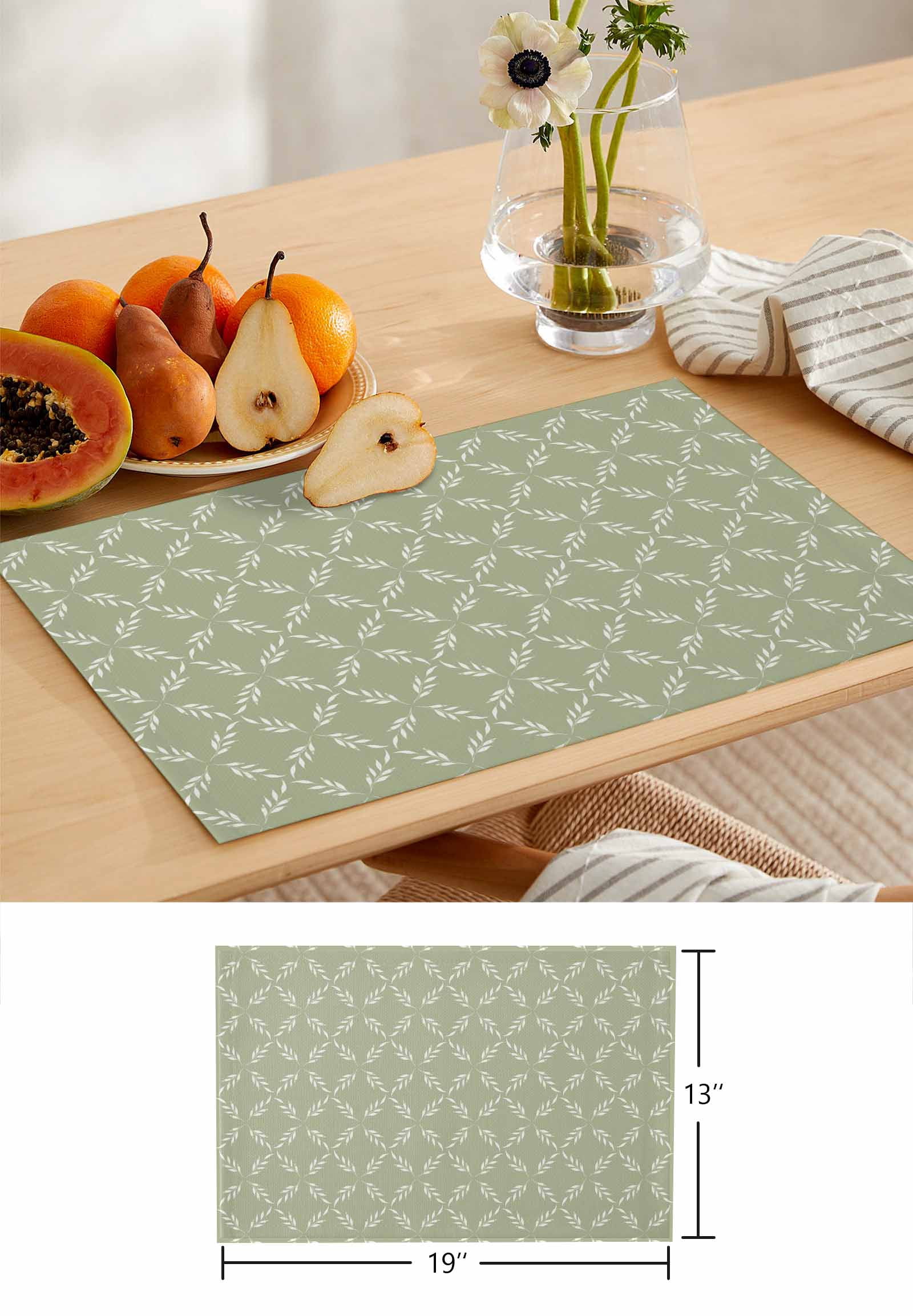 Sage Green Plaid Diamond Placemats Set of 4,Wipeable Washable Table Mats for Dining Tables,Abstract Geometric Place Mats for Kitchen Event Party Tabletop Decor