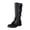 Black, variant on Women's Vintage Lace-Up Tall Knee High Boots, Side Metal Buckle Decor Flat Riding Booties, Sturdy Leather Boots Black 6.5(38)