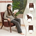 thumbnail image 3 of Hommpa Accent Chair with Armrest Modern Arm Chair Leather Armchair with Lumbar Pillow & Wood Frame for Living Room, Bedroom, Balcony, Brown, 3 of 12