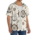 thumbnail image 4 of Naloa Anchor with Rope Men's Loose Fit Cuban Collar Short-Sleeve Shirt with Button-down and Chest Pocket for Everyday Wear Outings - XX-Large, 4 of 7
