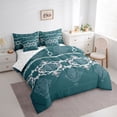 thumbnail image 3 of Feelyou Adult Damask Teal Bedding Comforter Set 7pcs, Hippie Farmhouse Boho King Bedding Sets, Tribal Southwestern Reversible Bed Sheets, Luxury Bedroom Decor, 3 of 7