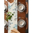 thumbnail image 2 of Sky Blue Fall Burlap-Cotton Table Runner 120 Inches Long,Thanksgiving Eucalyptus White Pumpkins Retro Newspaper Table Runners,Outdoor Dining Tablecloths for Baby Shower Party Wedding 13x120, 2 of 9