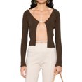 thumbnail image 2 of Femmes col en V profond haut maigre chaîne Cardigan décontracté ouvert devant chemise pull hauts, 2 of 9