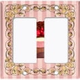 thumbnail image 6 of Metal Light Switch Plate Cover Elegant Strawberry Cake Striped Wallpaper Pink CAK055, 6 of 13