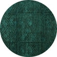 thumbnail image 1 of Ahgly Company Indoor Round Abstract Turquoise Blue Modern Area Rugs, 5' Round, 1 of 4