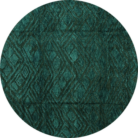 Ahgly Company Indoor Round Abstract Turquoise Blue Modern Area Rugs, 5' Round