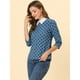 thumbnail image 3 of Disfraz de Halloween Allegra K Blusa Polka Dots con cuello Peter Pan 3/4 mangas Gris azul L, 3 of 5