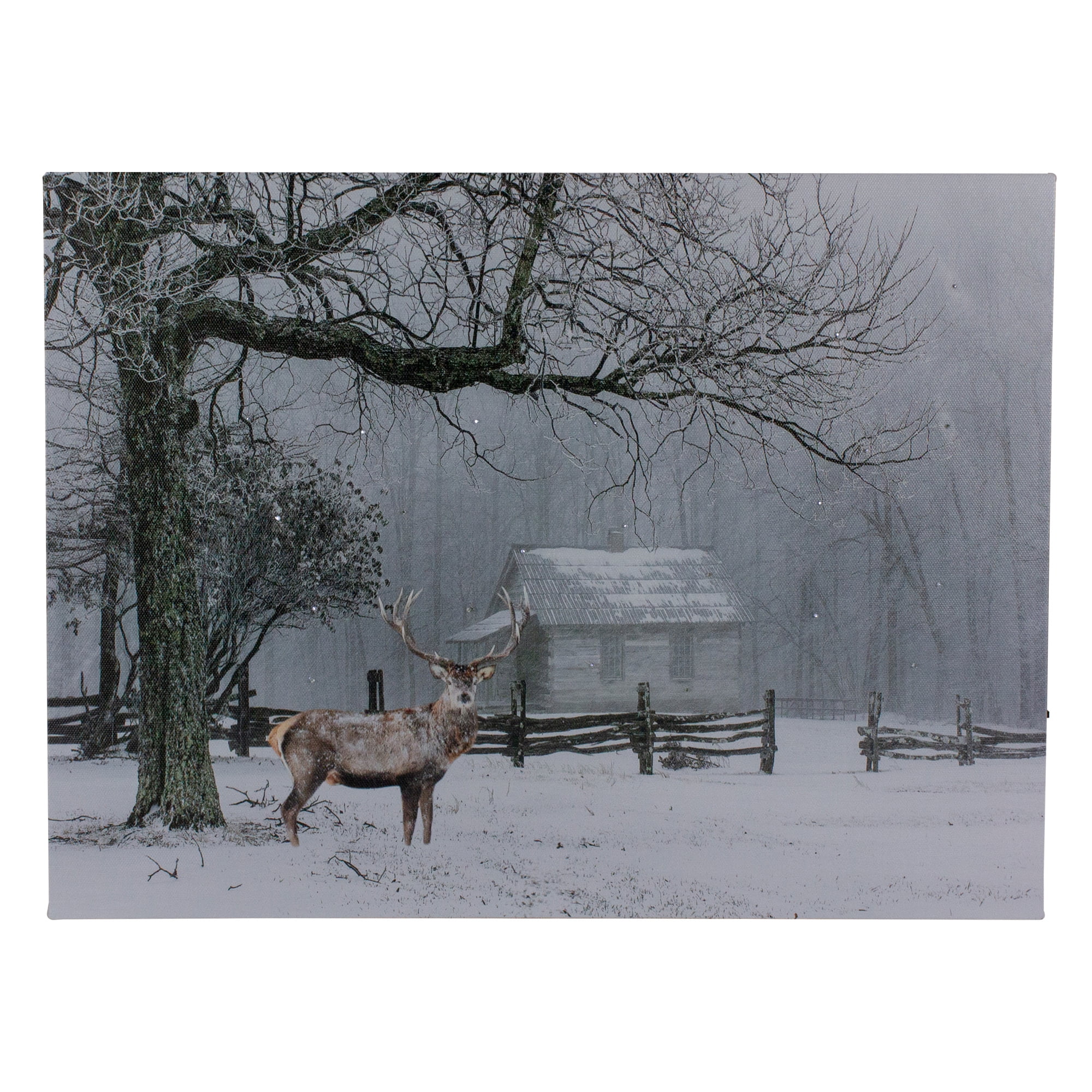 Lighted Winter Cottage Forest Scene Christmas Canvas Wall Art 11 75 X 15 75 Walmart Com Walmart Com