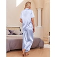 thumbnail image 3 of Ekouaer Silk Pajamas for Womens Set 2 Piece Satin Pjs Soft Button Down Sleepwear Wide Leg Long Pants with Pockets, 3 of 6