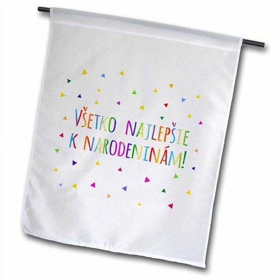 3dRose, Všetko najlepšie k narodeninám. Happy Birthday in Slovak colorful text, 12 x 18 inch Garden Flag