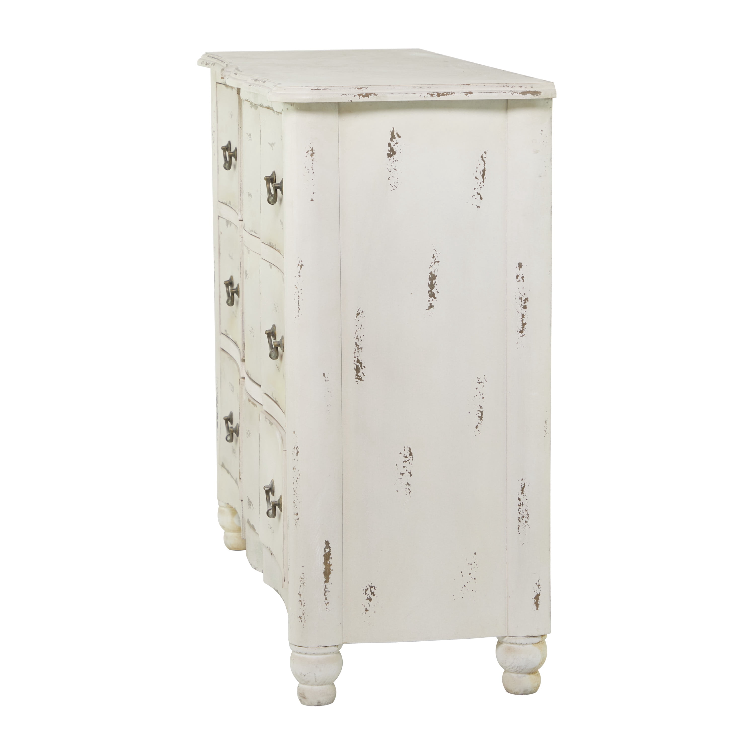 DecMode 42" x 35" Cream Wood 3 Drawers Chest, 1-Piece