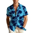 thumbnail image 2 of XUNKUSGA Hawaiian Shirt for Men Fashion Tropical Printed Mens T-Shirts Casual Short Sleeve Button Down Mens Shirts Loose Lightweight Summer Beach Going Out Tops M-4XL Blue, 2 of 9