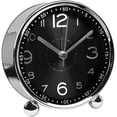 thumbnail image 1 of Despertador de metal silencioso de 4 pulgadas, despertador matutino con sonido retro, despertador electromecánico a pilas, reloj de viaje (negro), 1 of 3