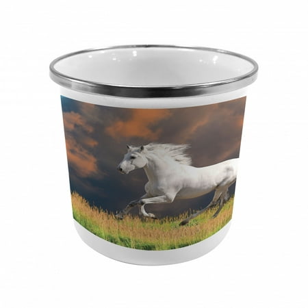 

Horses Steel Camping Mug Andalusian Horse with a Majestic Dust Cloud Background Strong Desires Photo Printed Thermal Cup for Camping and Outdoor Activities by Ambesonne