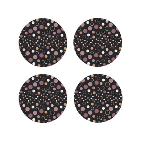 

Coasters Set of 4 - abstractly dots Drink Coasters for Tabletop Protection Leather Coasters for Living Room Decor and Housewarming Gift Round Shape