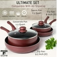 thumbnail image 3 of Moss & Stone 6 Piece Nonstick Cookware Set, Pots And Pans Set Non stick With Glass Lid, Induction Cookware, Stay-Cool Handles, PTFE/PFOA (6 Pcs Burgundy), 3 of 7
