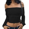thumbnail image 3 of Blusas de manga larga con hombros descubiertos, blusas de manga larga, camisas, blusas ajustadas, camisas, blusas casuales con hombros descubiertos, calidad inigualable, 3 of 6