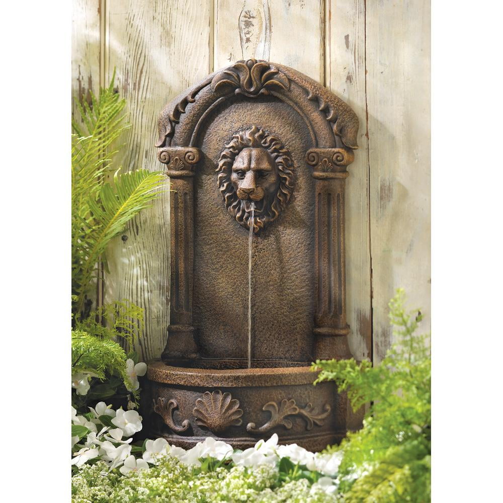 Water Fountains Outdoor Faux Stone Lion Head Wall Fountain For Backyard