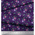 thumbnail image 2 of Soimoi Modal Satin Fabric Leaves & Periwinkle Floral Print Fabric by Yard 42 Inch Wide, 2 of 3