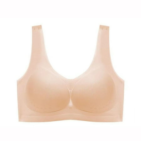 Wireless Bralette Women Pullover Bra Feature V-Neck Demi & Balconette Bra Style W-810 Hook and Eye Closure Camisoles with Built In Bra Beige 3XL