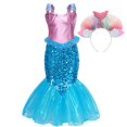 thumbnail image 1 of Vestido de sirena Ariel para niñas, vestido de cola de pez con volantes de lentejuelas de lujo, disfraz de cumpleaños de princesa de carnaval, traje de Cosplay zhangyuxiang unisex, 1 of 2