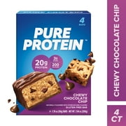 Pure Protein Bars, Chewy Chocolate Chip, 20g Protein, Gluten Free, 1.76 oz, 4 Ct