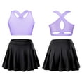 thumbnail image 3 of YUUMIN Girls Dance Tank Top with Dancing Flowy Skirt Set Ballet Gymnastics Dancewear 2 Piece Sports Lavender&Black 10, 3 of 6