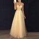 thumbnail image 3 of Gibobby Vestidos de fiesta largos Vestido de fiesta largo a la moda sin mangas con cuello en V sexy para mujer vestido de boda Formal vestido de mujer(Beige,CH), 3 of 5