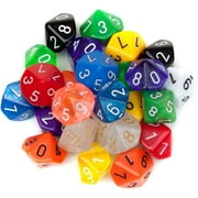 Wiz Dice Polyhedral RPG Dice from D4 to D20| Role Playing Game Dice| D&D Dice in Random Colors| D10 Polyhedral - 25 Pack