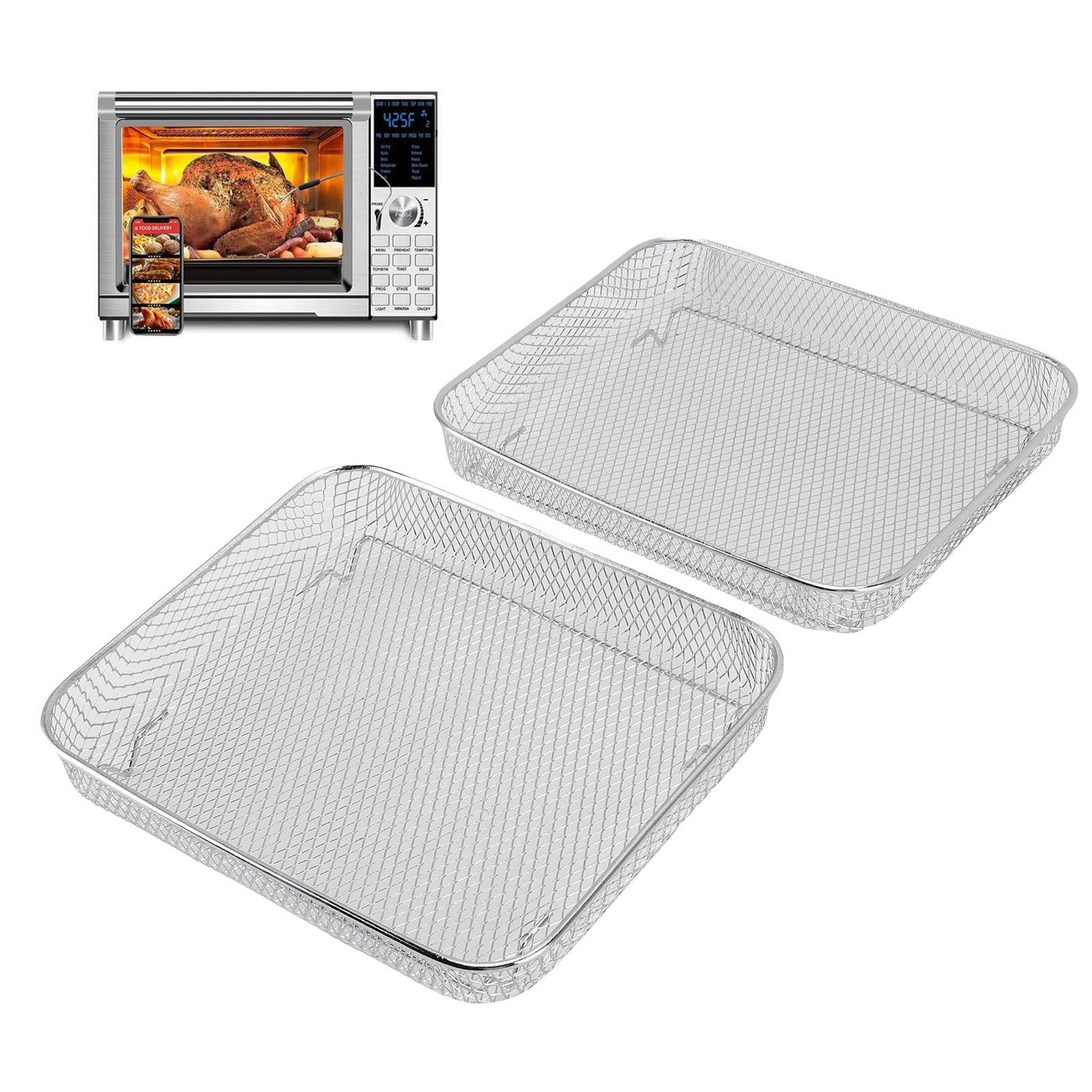 Yajisi 2-Pack Air Fryer Basket, Fits NuWave Bravo XL Oven, 11x10x1.6in Food-Grade Iron Plated Chrome, Dishwasher Safe
