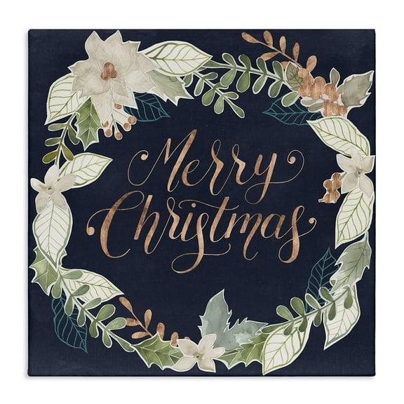 Stupell Industries Traditional Christmas Wreath Holiday Painting Gallery Wrapped Canvas Art Print Wall Art, 17 x 17
