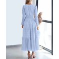 thumbnail image 4 of Fall Dresses for Women 2025 Casual Long Sleeve V Neck Elastic Waist Lightweight Maxi Wedding Guest Dress Pockets, 4 of 4