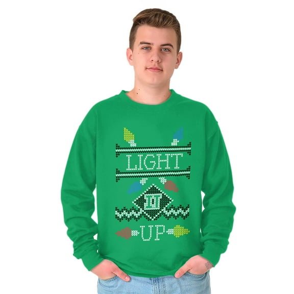 Ugly Christmas Pattern Light it Up Sweatshirt for Men or Women Brisco Brands S